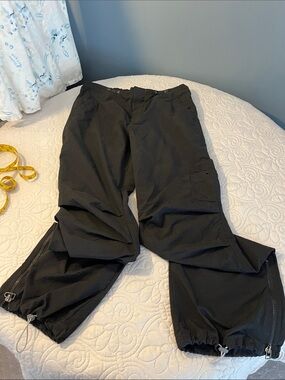 Express Black Cargo Pants with Zip Ankles and Drawstring Hem